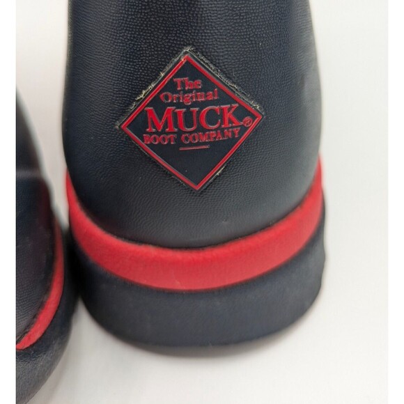 The Original Muck Boot Company Tall Chore Rain Boots Size 7 Navy Red Nautical - Picture 4 of 12